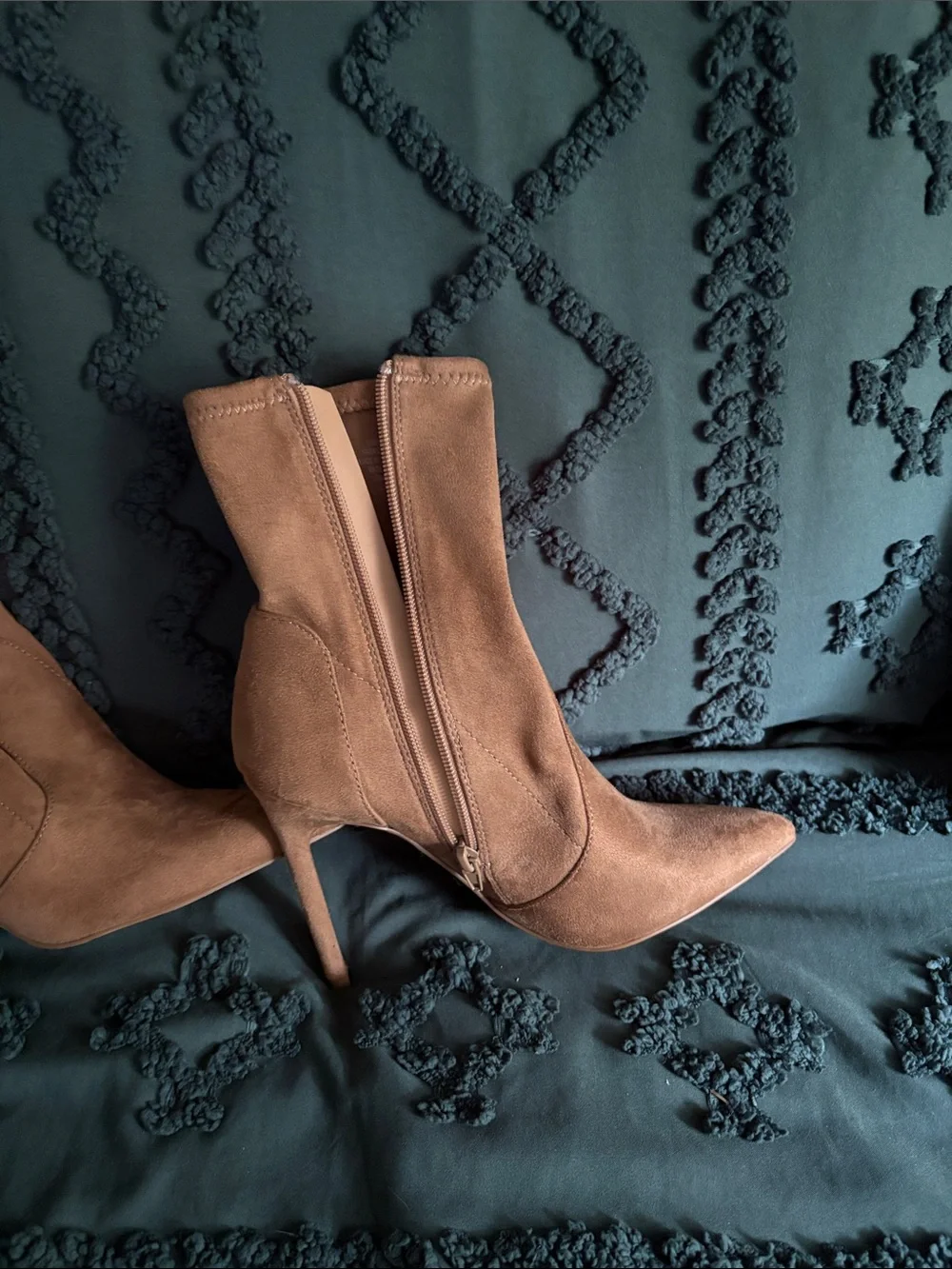Express Women's Taupe Suede Pointed-Toe Ankle Boots - Picture 2 of 3